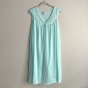 Danni Vintage Nightgown Sleeveless Sleepwear Blue Size Medium Made In USA